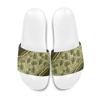 Hawaii Breadfruit Palaka Slide Sandals Omaomao Maile Lei LT9 Green - Polynesian Pride