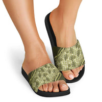 Hawaii Breadfruit Palaka Slide Sandals Omaomao Maile Lei LT9 - Polynesian Pride
