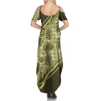 Hawaii Breadfruit Palaka Summer Maxi Dress Omaomao Maile Lei LT9 - Polynesian Pride