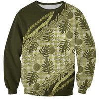 Hawaii Breadfruit Palaka Sweatshirt Omaomao Maile Lei LT9 Unisex Green - Polynesian Pride