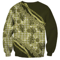 Hawaii Breadfruit Palaka Sweatshirt Omaomao Maile Lei LT9 - Polynesian Pride