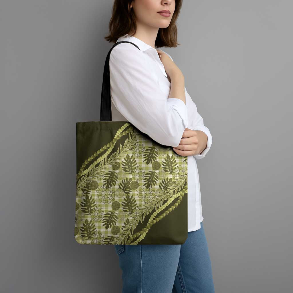 Hawaii Breadfruit Palaka Tote Bag Omaomao Maile Lei LT9 - Polynesian Pride