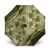 Hawaii Breadfruit Palaka Umbrella Omaomao Maile Lei LT9 One Size Folded 11.42 inch Opened Diameter 37.4 inch Green - Polynesian Pride
