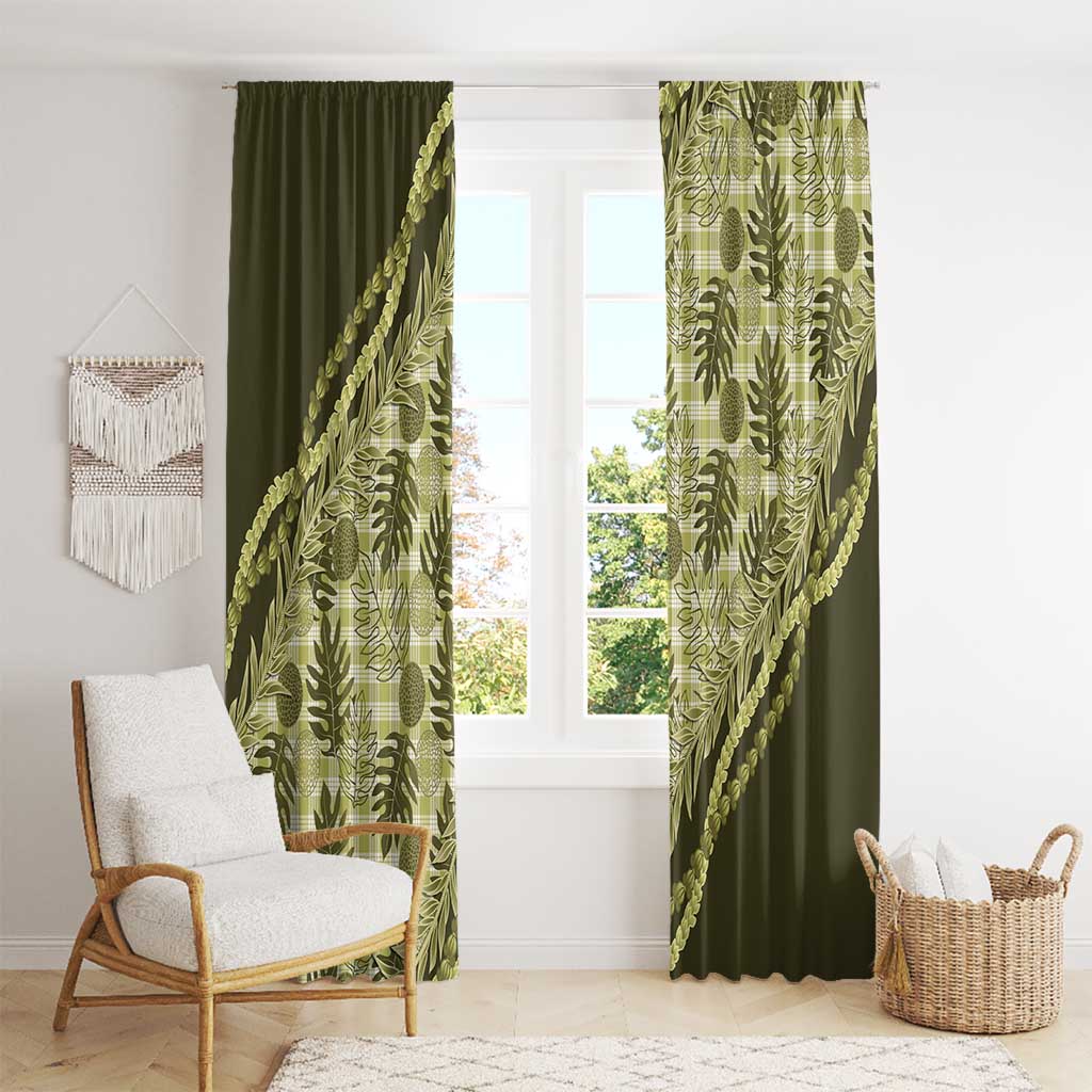Hawaii Breadfruit Palaka Window Curtain Omaomao Maile Lei LT9 - Polynesian Pride