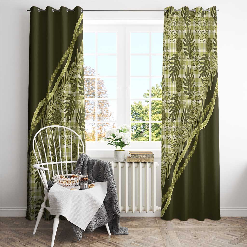 Hawaii Breadfruit Palaka Window Curtain Omaomao Maile Lei LT9 - Polynesian Pride
