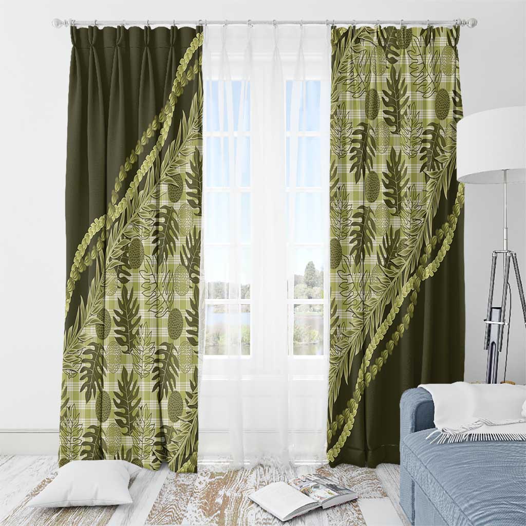 Hawaii Breadfruit Palaka Window Curtain Omaomao Maile Lei LT9 - Polynesian Pride