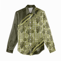 Hawaii Breadfruit Palaka Women Casual Shirt Omaomao Maile Lei LT9 - Polynesian Pride