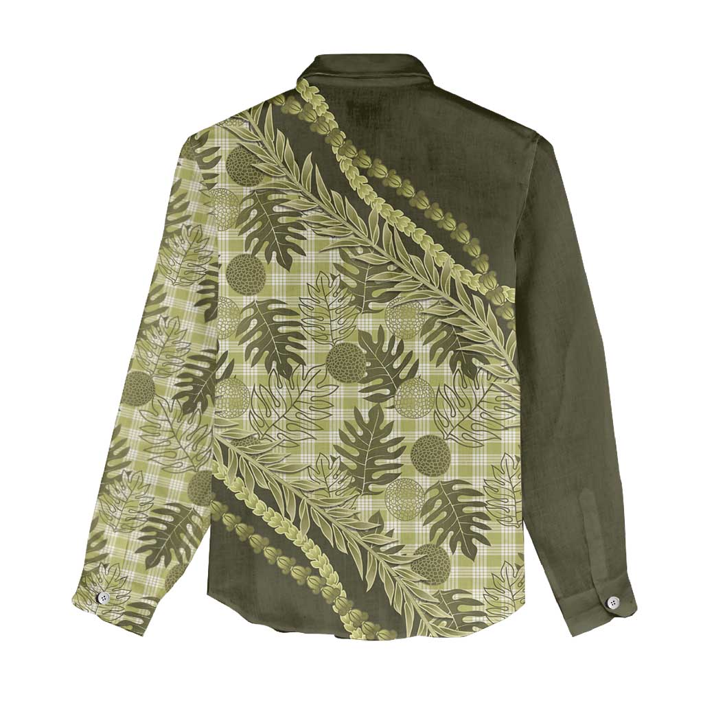 Hawaii Breadfruit Palaka Women Casual Shirt Omaomao Maile Lei LT9 - Polynesian Pride