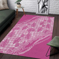 Hawaii Breadfruit Palaka Area Rug Omaomao Ulaula Maile Lei LT9 Pink - Polynesian Pride