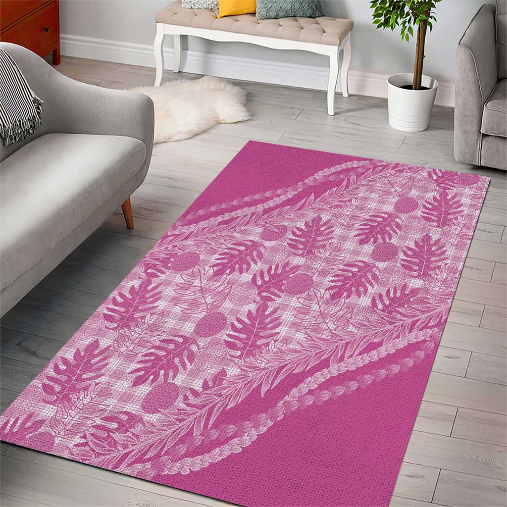 Hawaii Breadfruit Palaka Area Rug Omaomao Ulaula Maile Lei LT9 - Polynesian Pride