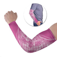 Hawaii Breadfruit Palaka Arm Sleeves Omaomao Ulaula Maile Lei LT9 Set of 2 Pink - Polynesian Pride