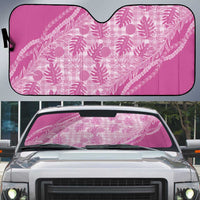 Hawaii Breadfruit Palaka Auto Sun Shade Omaomao Ulaula Maile Lei LT9 Pink - Polynesian Pride