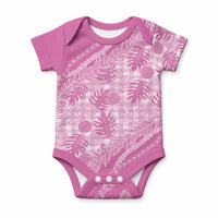 Hawaii Breadfruit Palaka Baby Onesie Omaomao Ulaula Maile Lei LT9 Pink - Polynesian Pride