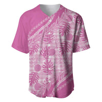 Hawaii Breadfruit Palaka Baseball Jersey Omaomao Ulaula Maile Lei LT9 Pink - Polynesian Pride