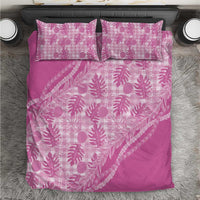 Hawaii Breadfruit Palaka Bedding Set Omaomao Ulaula Maile Lei LT9 Pink - Polynesian Pride