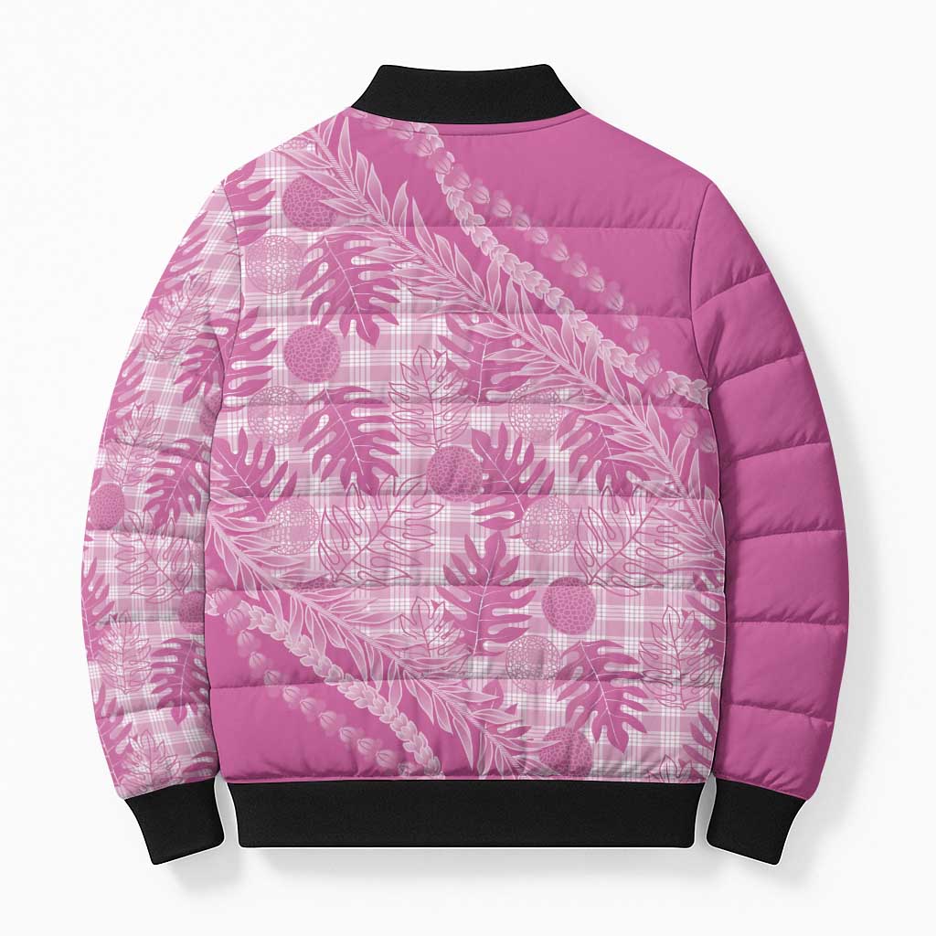 Hawaii Breadfruit Palaka Bomber Puffer Jacket Omaomao Ulaula Maile Lei LT9 - Polynesian Pride