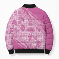 Hawaii Breadfruit Palaka Bomber Puffer Jacket Omaomao Ulaula Maile Lei LT9 - Polynesian Pride