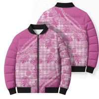 Hawaii Breadfruit Palaka Bomber Puffer Jacket Omaomao Ulaula Maile Lei LT9 - Polynesian Pride