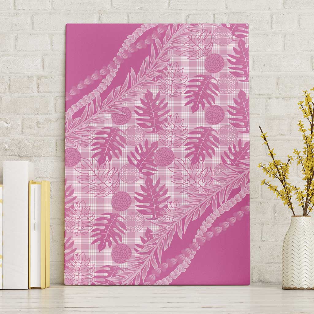 Hawaii Breadfruit Palaka Canvas Wall Art Omaomao Ulaula Maile Lei LT9 Without Frame Pink - Polynesian Pride