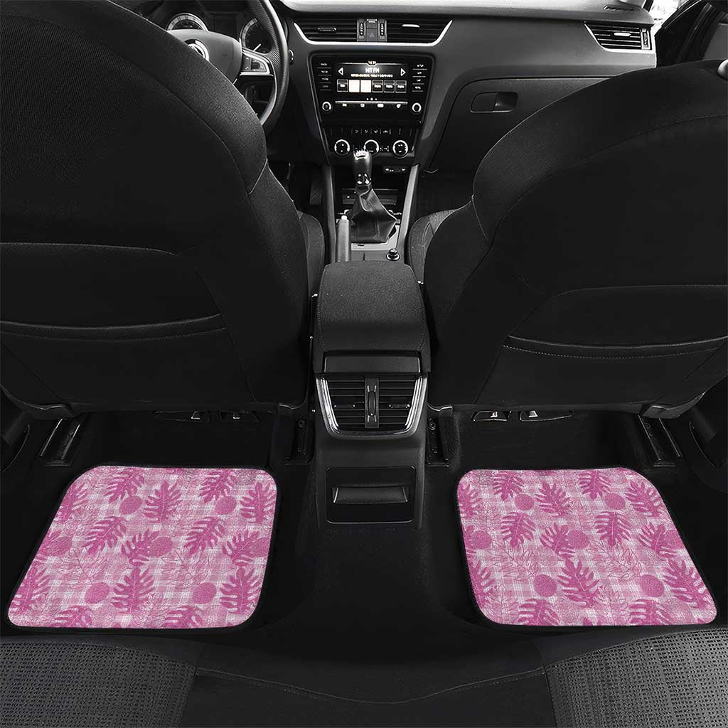 Hawaii Breadfruit Palaka Car Mats Omaomao Ulaula Maile Lei LT9 Set 2pcs - Back Pink - Polynesian Pride