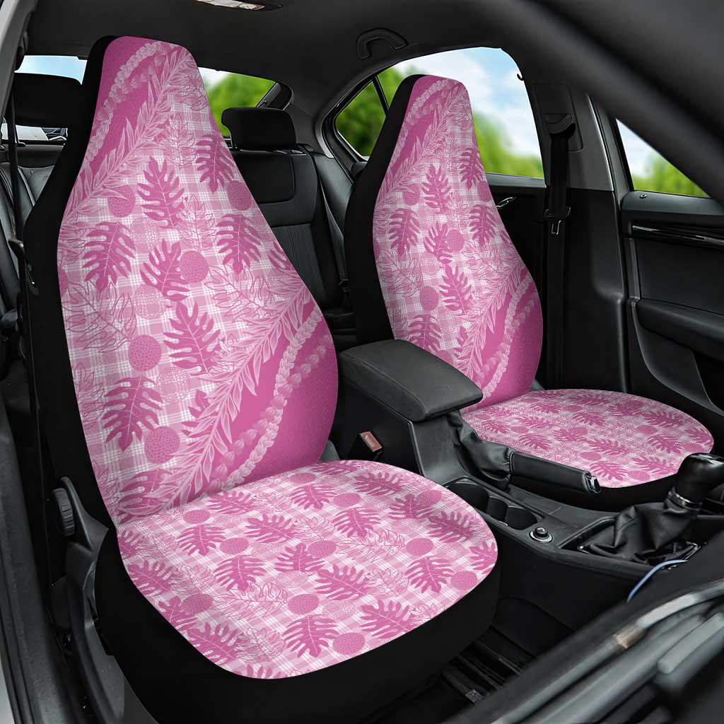 Hawaii Breadfruit Palaka Car Seat Cover Omaomao Ulaula Maile Lei LT9 One Size Pink - Polynesian Pride