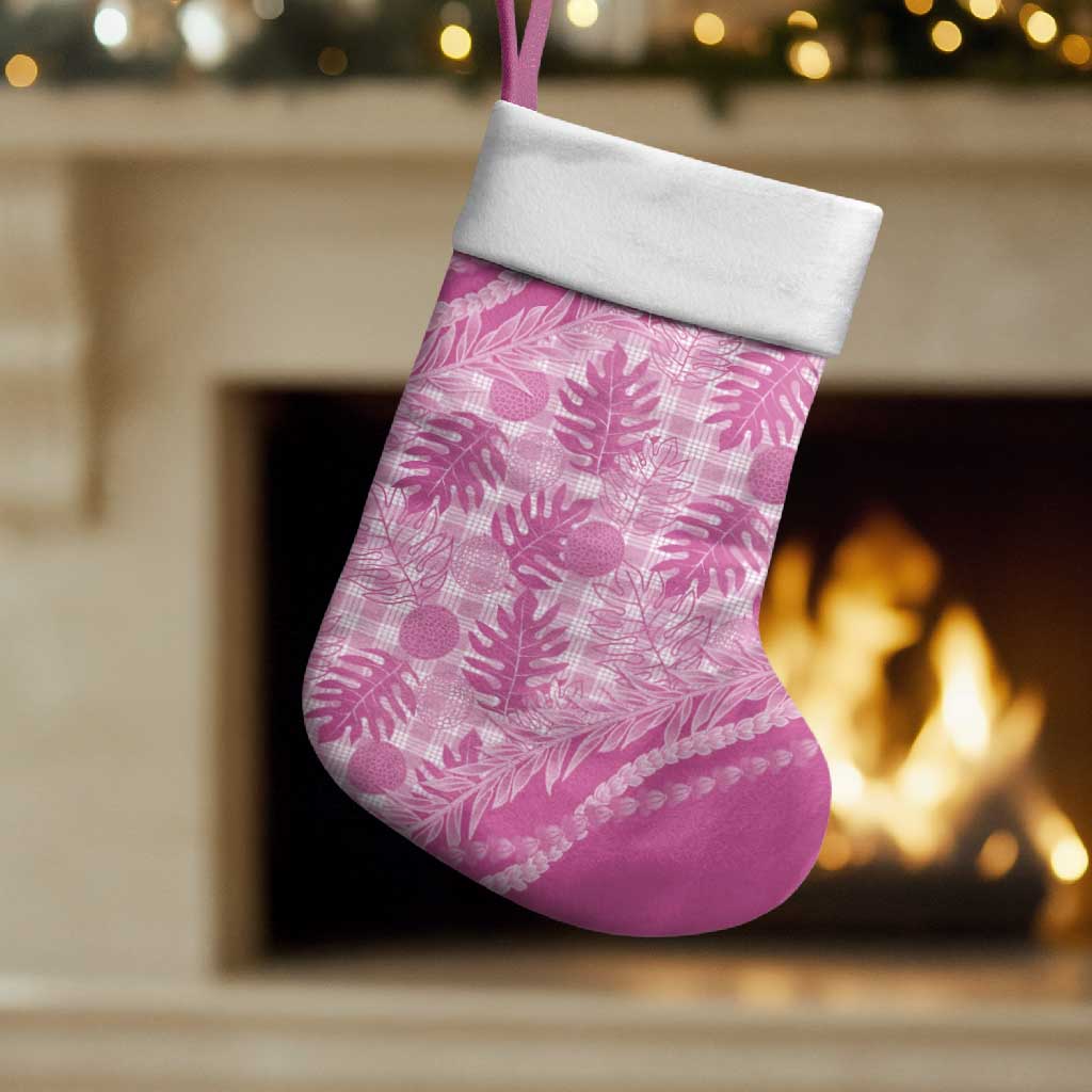 Hawaii Breadfruit Palaka Christmas Stocking Omaomao Ulaula Maile Lei LT9 Set of 2 Pink - Polynesian Pride