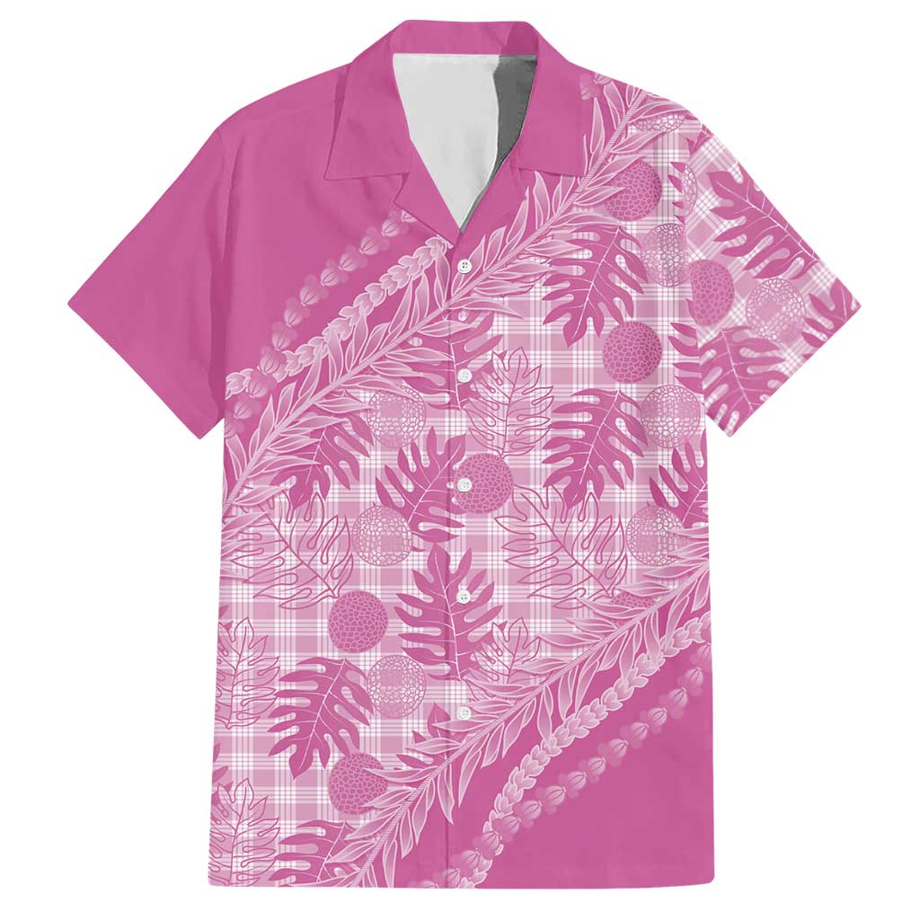 Hawaii Breadfruit Palaka Hawaiian Shirt Omaomao Ulaula Maile Lei LT9 Pink - Polynesian Pride