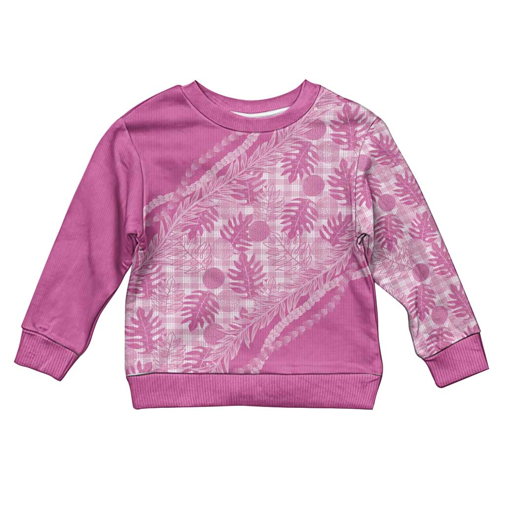 Hawaii Breadfruit Palaka Kid Ugly Christmas Sweater Omaomao Ulaula Maile Lei LT9 Kid Pink - Polynesian Pride