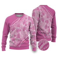 Hawaii Breadfruit Palaka Ugly Christmas Sweater Omaomao Ulaula Maile Lei LT9 Pink - Polynesian Pride