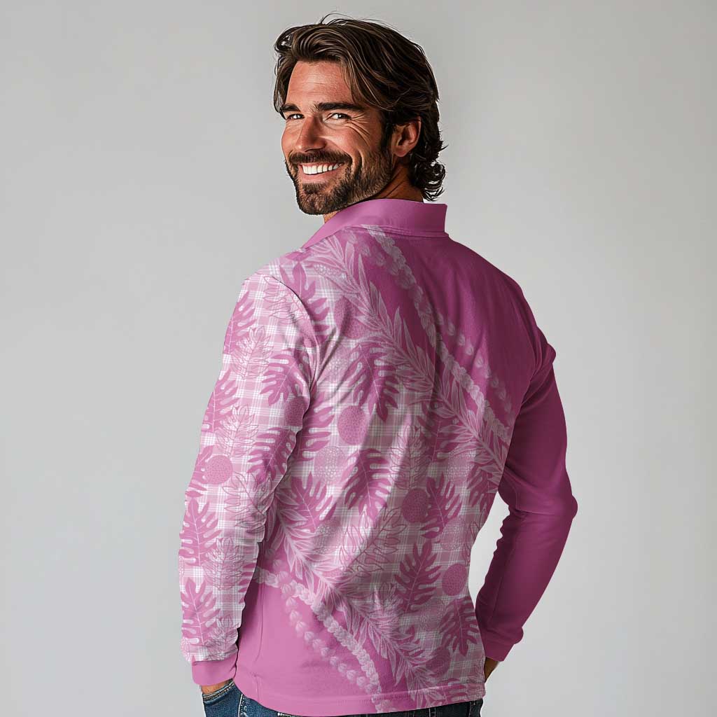 Hawaii Breadfruit Palaka Long Sleeve Polo Shirt Omaomao Ulaula Maile Lei LT9 - Polynesian Pride