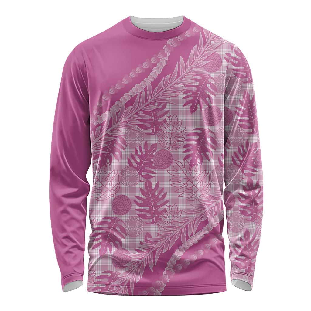 Hawaii Breadfruit Palaka Long Sleeve Shirt Omaomao Ulaula Maile Lei LT9 Unisex Pink - Polynesian Pride