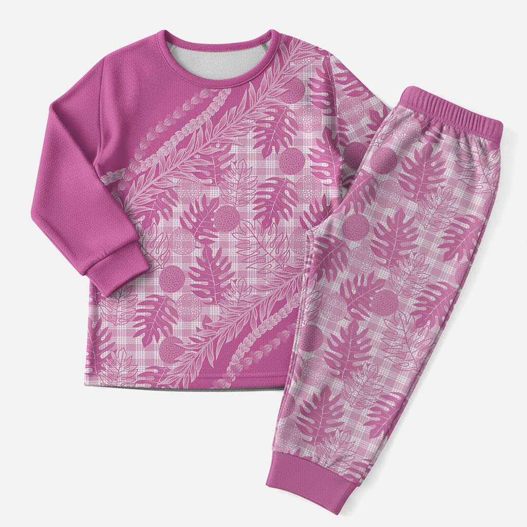 Hawaii Breadfruit Palaka Christmas Pajama Set Omaomao Ulaula Maile Lei LT9 Men Pink - Polynesian Pride