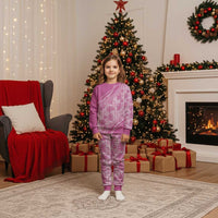Hawaii Breadfruit Palaka Christmas Pajama Set Omaomao Ulaula Maile Lei LT9 Kid Pink - Polynesian Pride