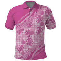 Hawaii Breadfruit Palaka Polo Shirt Omaomao Ulaula Maile Lei LT9 Pink - Polynesian Pride