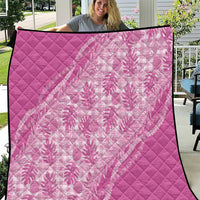 Hawaii Breadfruit Palaka Quilt Omaomao Ulaula Maile Lei LT9 Pink - Polynesian Pride