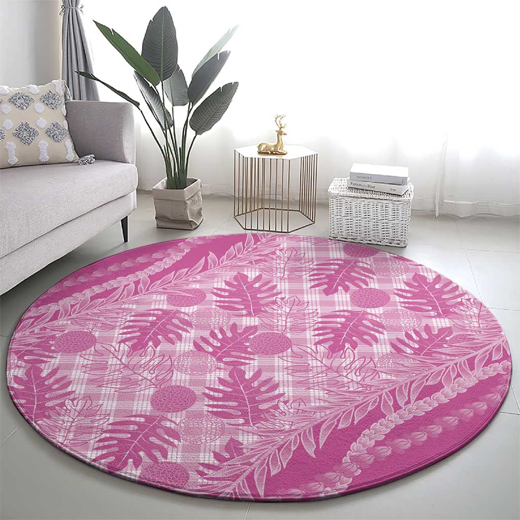 Hawaii Breadfruit Palaka Round Carpet Omaomao Ulaula Maile Lei LT9 - Polynesian Pride