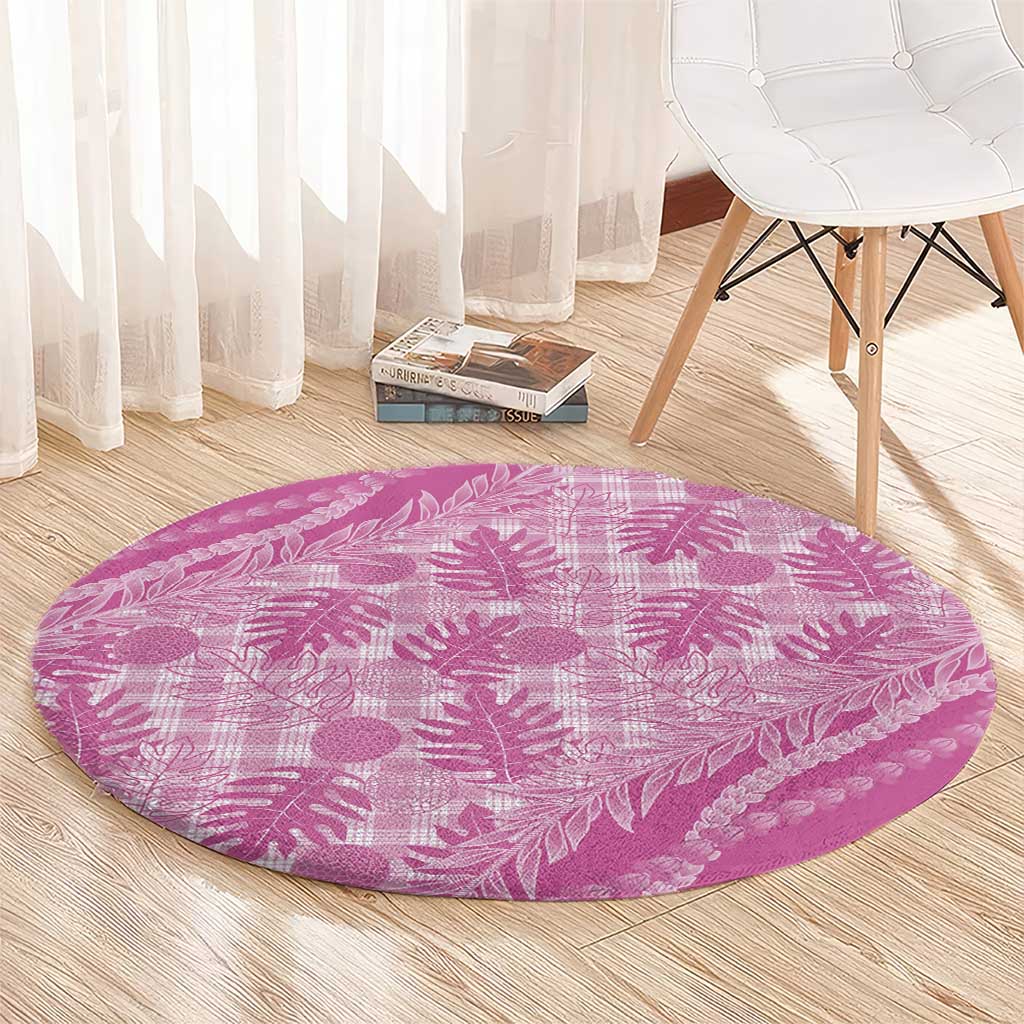 Hawaii Breadfruit Palaka Round Carpet Omaomao Ulaula Maile Lei LT9 - Polynesian Pride