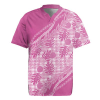 Hawaii Breadfruit Palaka Rugby Jersey Omaomao Ulaula Maile Lei LT9 Pink - Polynesian Pride