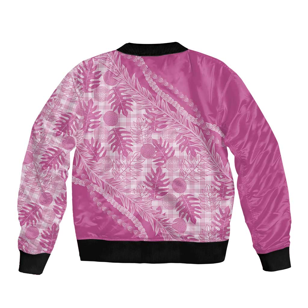 Hawaii Breadfruit Palaka Sleeve Zip Bomber Jacket Omaomao Ulaula Maile Lei LT9 - Polynesian Pride