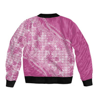 Hawaii Breadfruit Palaka Sleeve Zip Bomber Jacket Omaomao Ulaula Maile Lei LT9 - Polynesian Pride