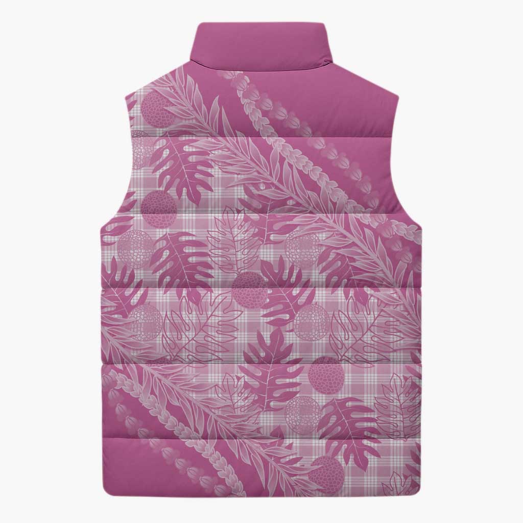 Hawaii Breadfruit Palaka Sleeveless Puffer Jacket Omaomao Ulaula Maile Lei LT9 - Polynesian Pride