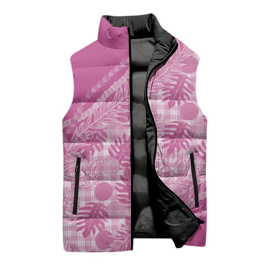Hawaii Breadfruit Palaka Sleeveless Puffer Jacket Omaomao Ulaula Maile Lei LT9 - Polynesian Pride