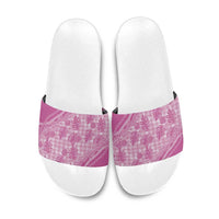 Hawaii Breadfruit Palaka Slide Sandals Omaomao Ulaula Maile Lei LT9 Pink - Polynesian Pride