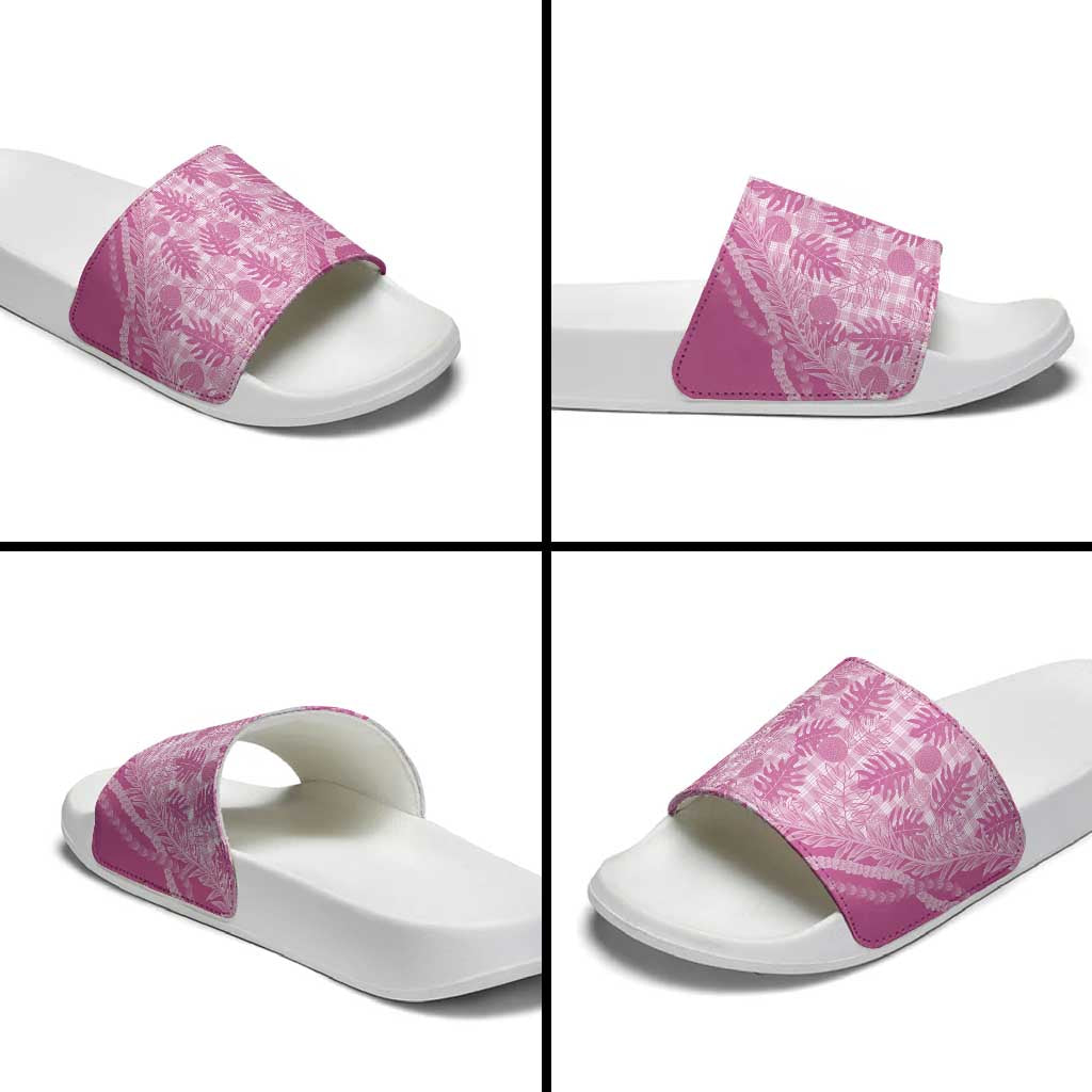 Hawaii Breadfruit Palaka Slide Sandals Omaomao Ulaula Maile Lei LT9 - Polynesian Pride