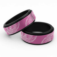 Hawaii Breadfruit Palaka Spinner Ring Omaomao Ulaula Maile Lei LT9 Black Pink - Polynesian Pride