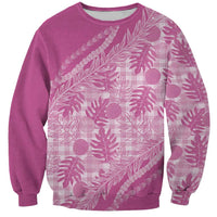 Hawaii Breadfruit Palaka Sweatshirt Omaomao Ulaula Maile Lei LT9 Unisex Pink - Polynesian Pride