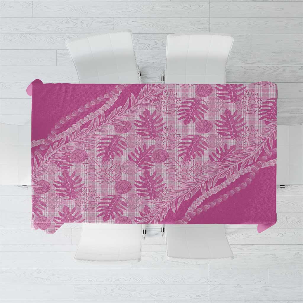 Hawaii Breadfruit Palaka Tablecloth Omaomao Ulaula Maile Lei LT9 Pink - Polynesian Pride