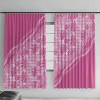 Hawaii Breadfruit Palaka Window Curtain Omaomao Ulaula Maile Lei LT9 With Hooks Pink - Polynesian Pride