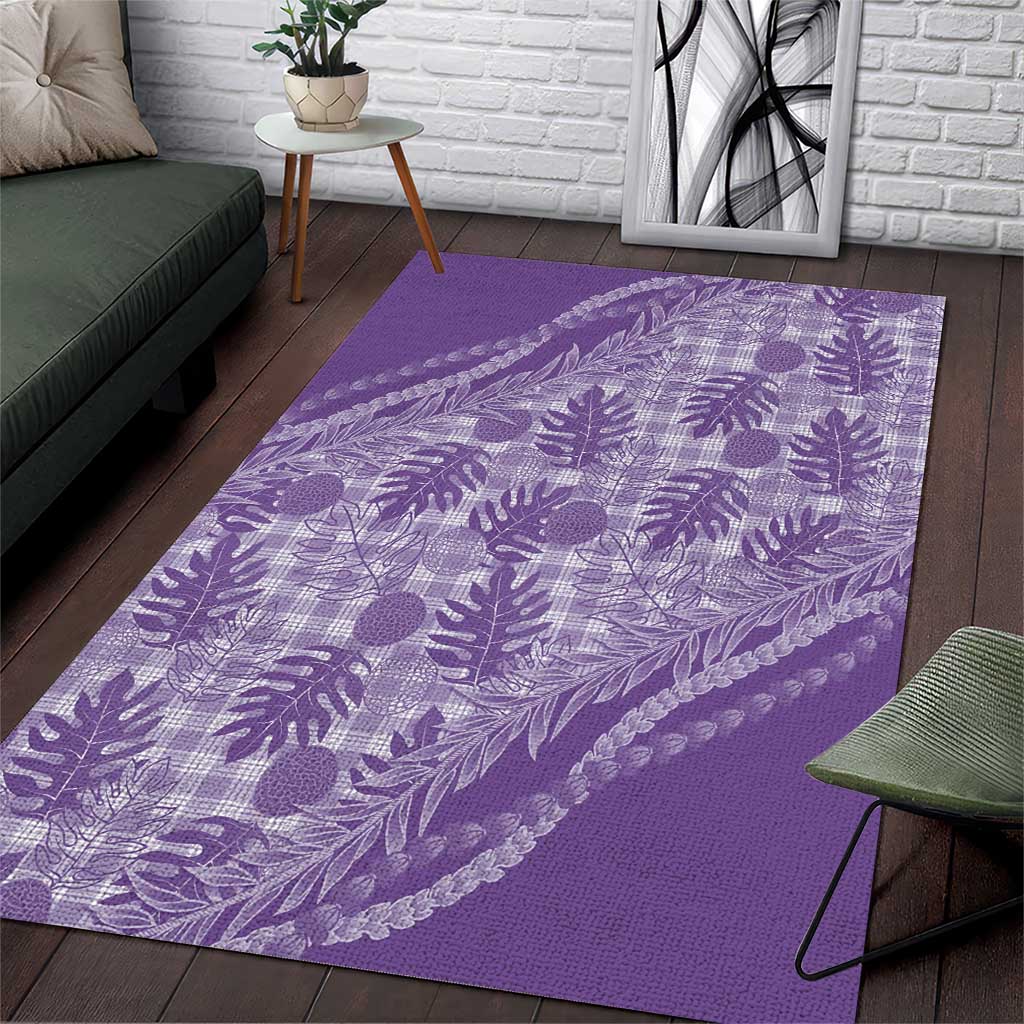 Hawaii Breadfruit Palaka Area Rug Poni Maile Lei LT9 Purple - Polynesian Pride