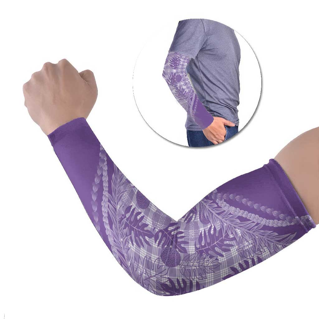 Hawaii Breadfruit Palaka Arm Sleeves Poni Maile Lei LT9 Set of 2 Purple - Polynesian Pride
